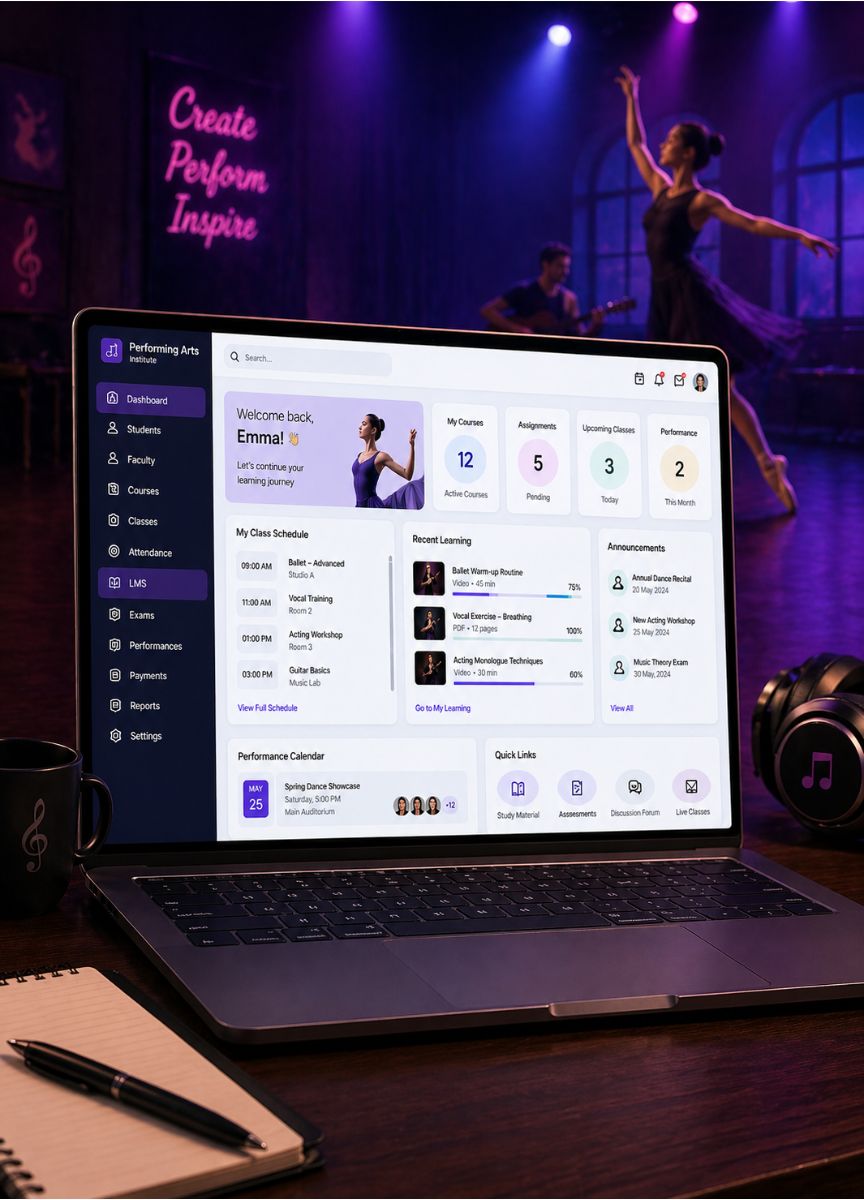Smart Learning Management System for Performing Arts Institutes